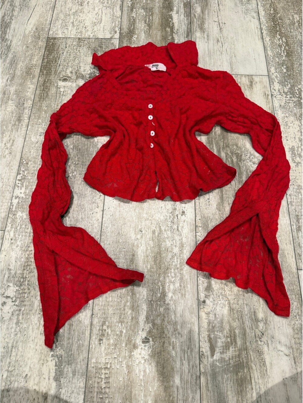 Madden NYC Womens XXXL Red Lace Bell Sleeve Top Y2K Romantic